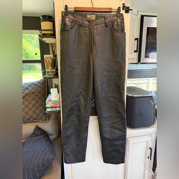 Jigsaw Charcoal Leather Trousers - Picture 1 of 3